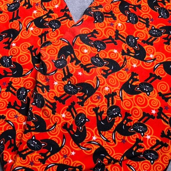 Halloween Black Cat Print Leggings Womens Plus OS Fits 12-18 Buttery Soft Stretc - Picture 2 of 6